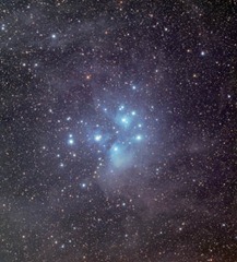 M45 Pleiades surrounded by dust and nebulosity